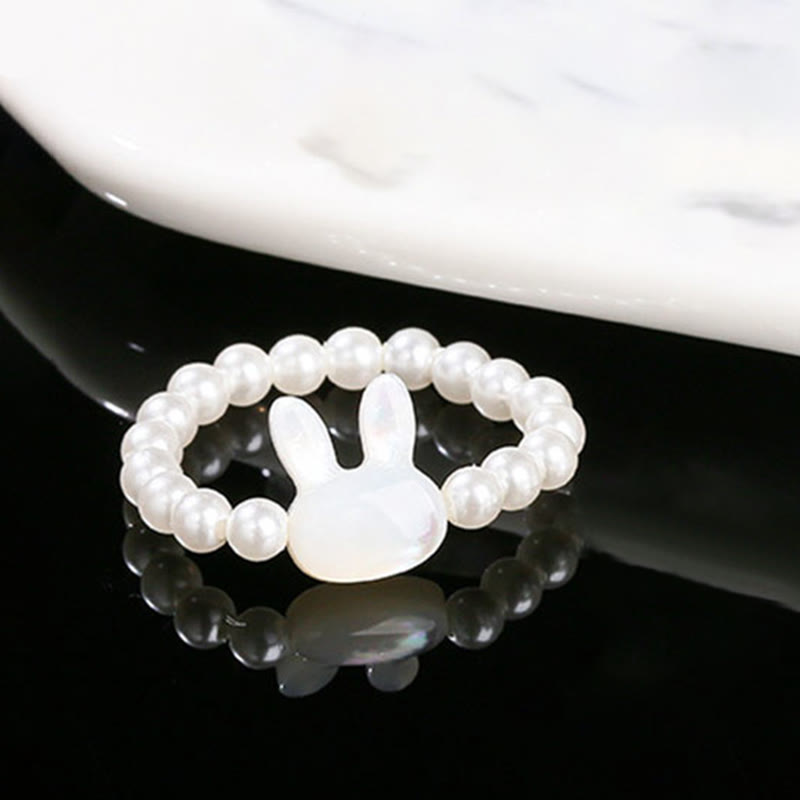 Anello elastico per la benedizione del coniglio con perline di pietra tridacna da 3 mm Buddha Stones