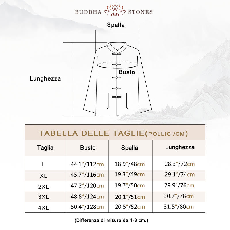 Buddha Stones 2 pezzi Tang Suit tinta unita Frog-Bottone uomo manica lunga camicia pantaloni set - image 3