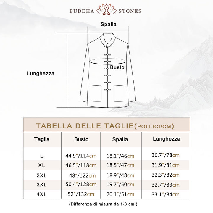 Buddha Stones 2 pezzi semplice Tang Suit uomo Frog-Bottone manica lunga camicia pantaloni set - image 2