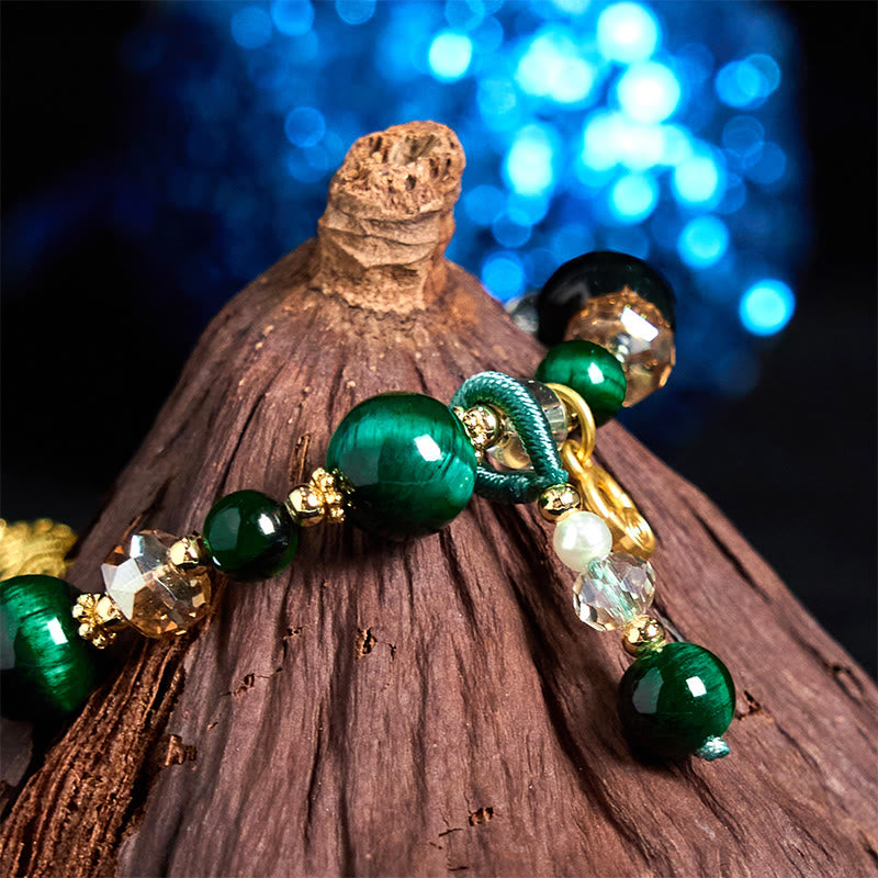 Braccialetto di bilanciamento del peso con perline di occhio di tigre rosso naturale di Buddha Stones e occhio di tigre verde