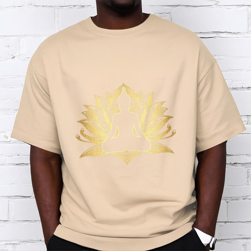 Buddha Stones Golden Lotus Meditazione Buddha Tee - image 10