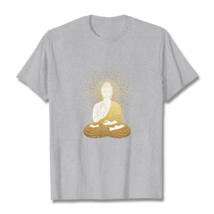 Buddha Stones Golden Meditation Buddha con Aura Dorata - Grigio chiaro - 2XL - image 20