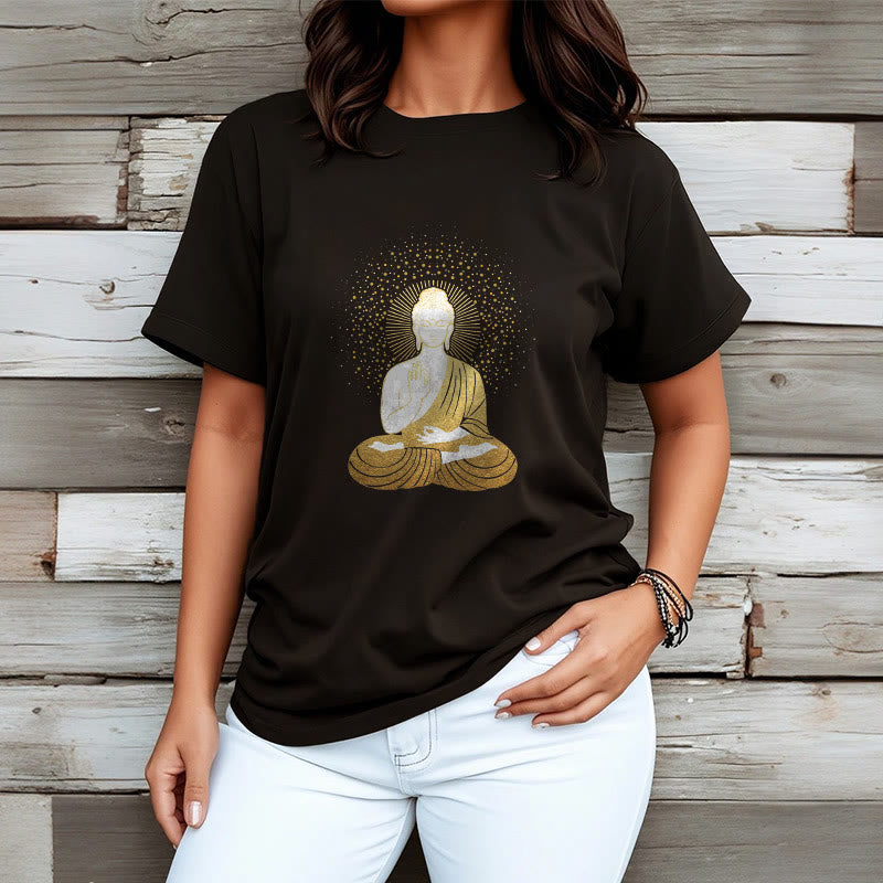 Buddha Stones Golden Meditation Buddha con Aura Dorata - image 7
