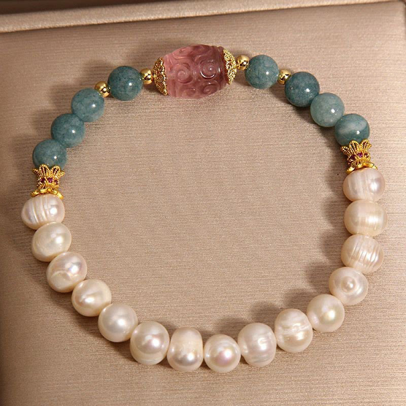Bracciale Buddha Stones Pearl Jade Strawberry Quartz Purezza