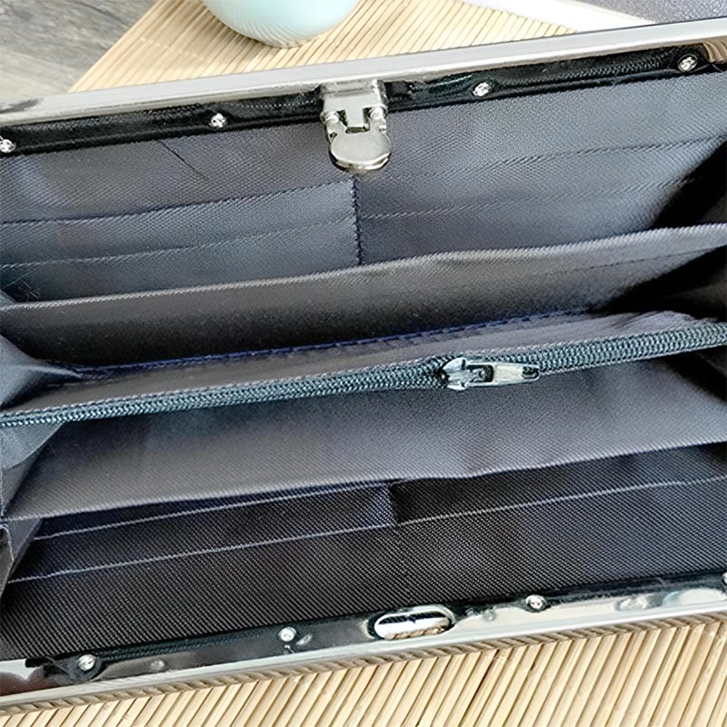 Portafoglio porta contanti di grande capacità, con ricamo bifacciale, motivo Buddha Stones Magnolia Flower, borsa per la spesa