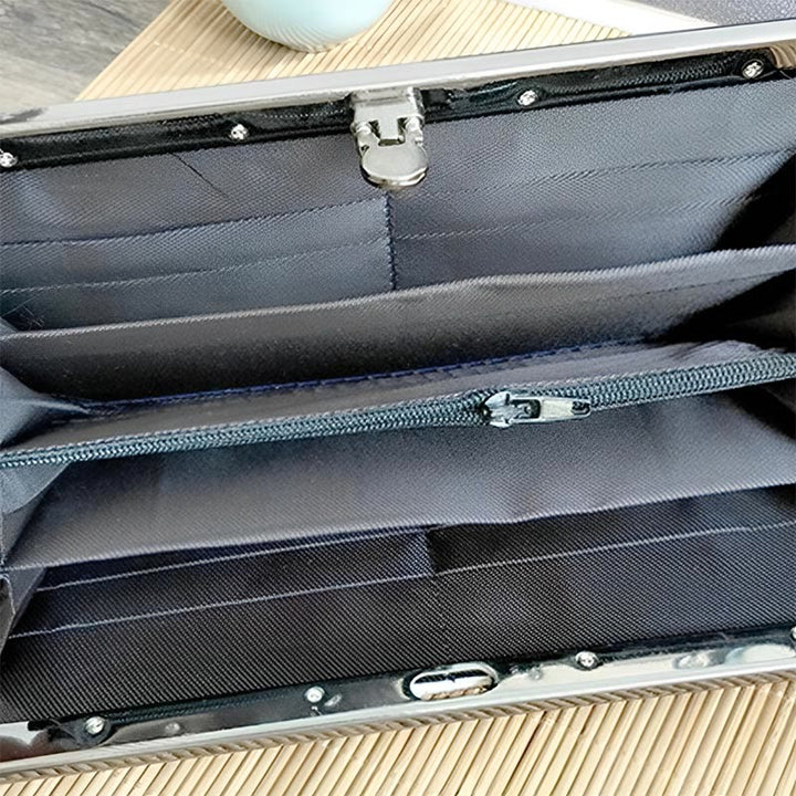 Portafoglio porta contanti di grande capacità, con ricamo bifacciale, motivo Buddha Stones Magnolia Flower, borsa per la spesa