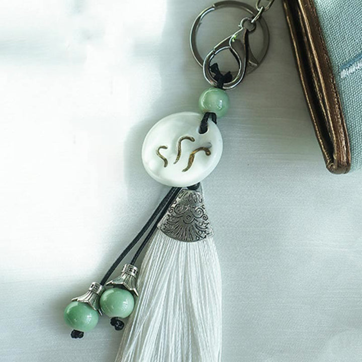 Portafoglio porta contanti di grande capacità, con ricamo bifacciale, motivo Buddha Stones Magnolia Flower, borsa per la spesa