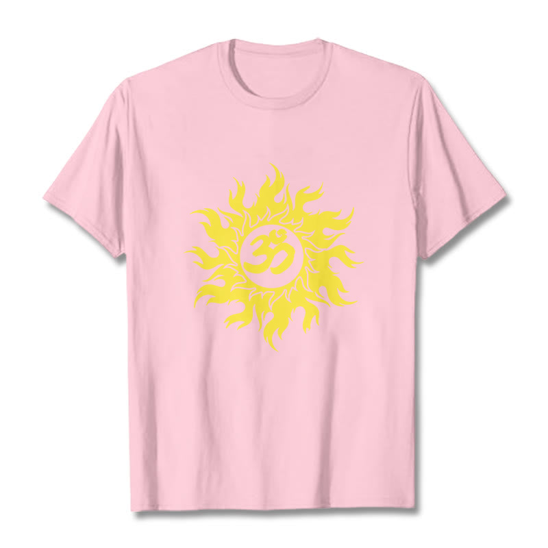 T-shirt con maglietta da sole dorata in sanscrito Buddha Stones OM Mantra - Rosa chiaro - 2XL - image 13