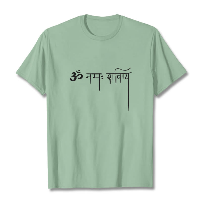 T-shirt con maglietta Buddha Stones in sanscrito Namah Shivaya - Verde pallido - 2XL - image 15