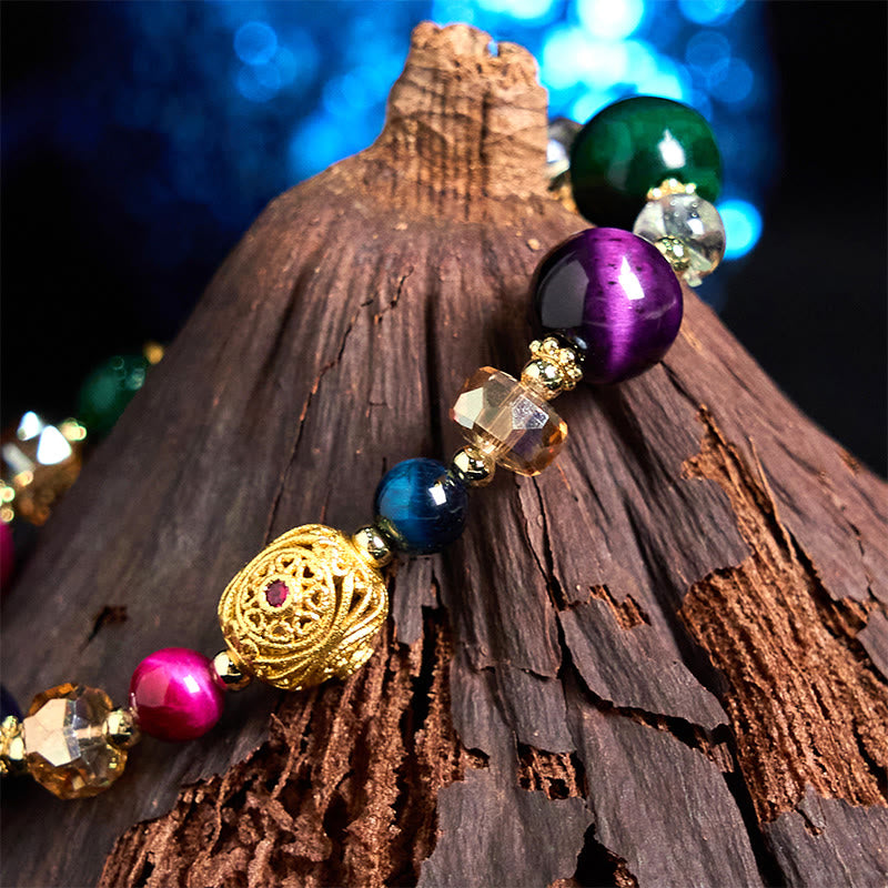 Braccialetto di bilanciamento del peso in pietra naturale colorata occhio di tigre Buddha Stones