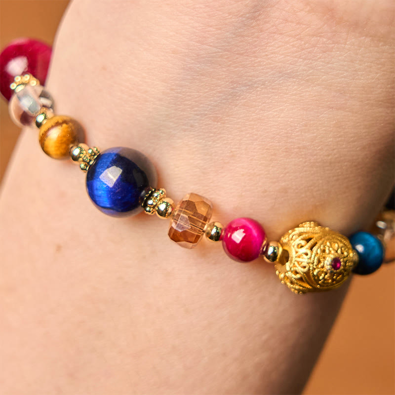 Braccialetto di bilanciamento del peso in pietra naturale colorata occhio di tigre Buddha Stones