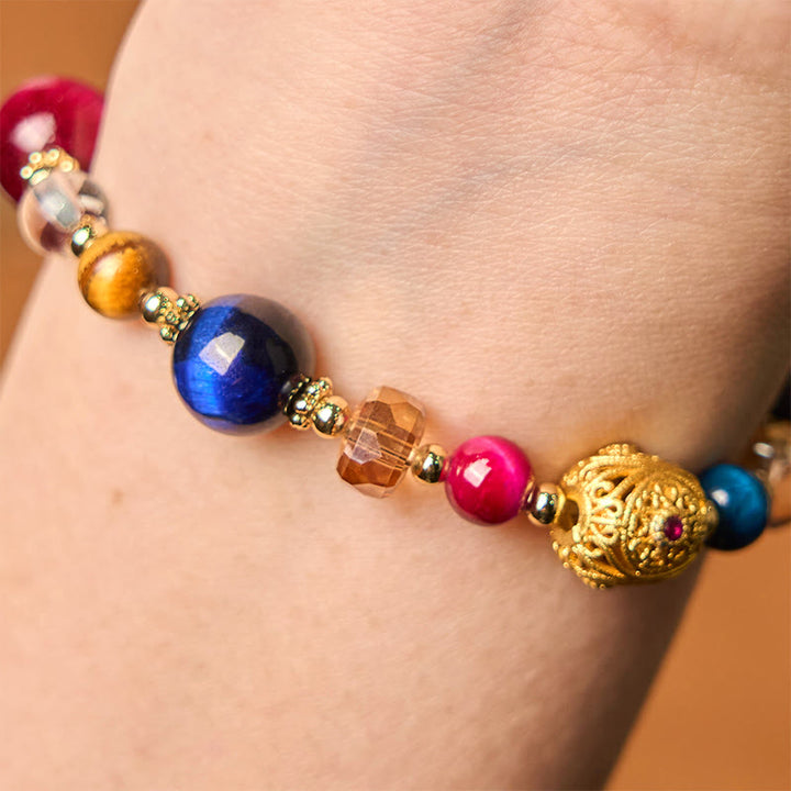 Braccialetto di bilanciamento del peso in pietra naturale colorata occhio di tigre Buddha Stones