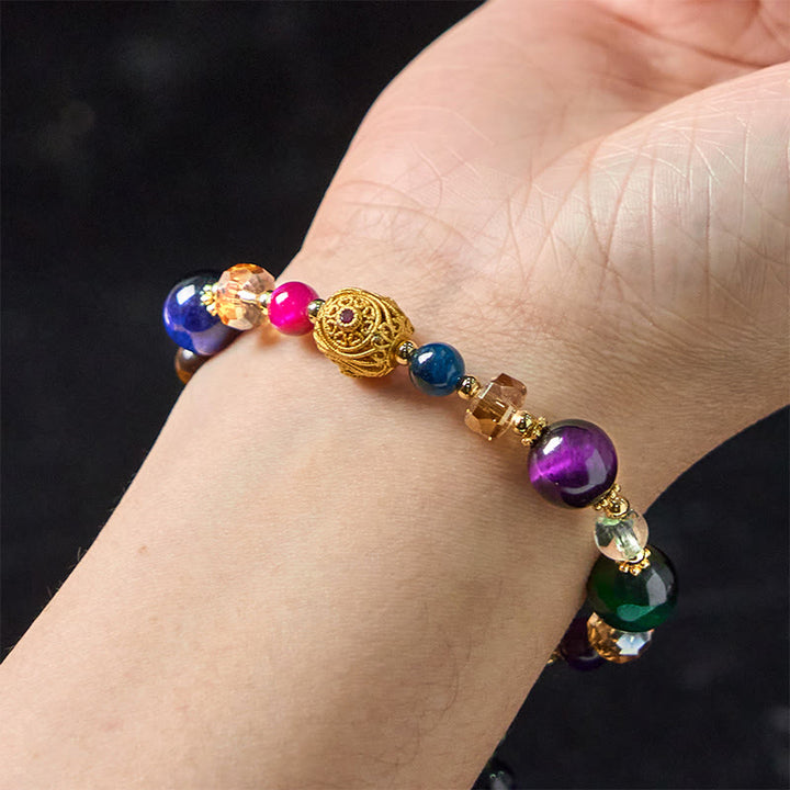 Braccialetto di bilanciamento del peso in pietra naturale colorata occhio di tigre Buddha Stones