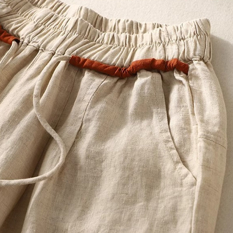 Pantaloni da donna Buddha Stones Commute con coulisse a contrasto di colore, lunghezza 7-8, con tasche - image 9