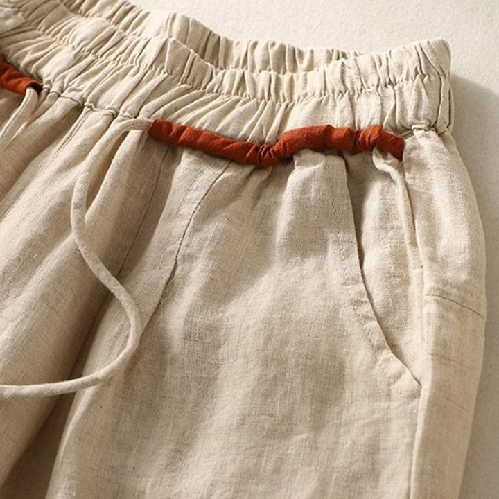 Pantaloni da donna Buddha Stones Commute con coulisse a contrasto di colore, lunghezza 7-8, con tasche - image 9