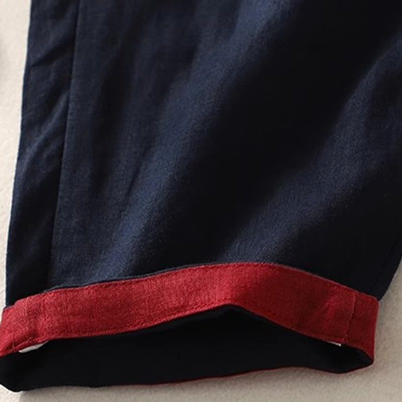 Pantaloni da donna Buddha Stones Commute con coulisse a contrasto di colore, lunghezza 7-8, con tasche - image 27