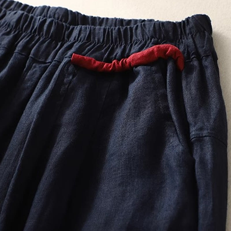 Pantaloni da donna Buddha Stones Commute con coulisse a contrasto di colore, lunghezza 7-8, con tasche - image 24