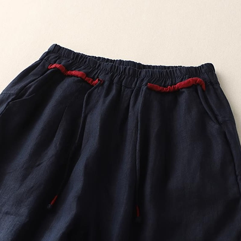 Pantaloni da donna Buddha Stones Commute con coulisse a contrasto di colore, lunghezza 7-8, con tasche - image 23