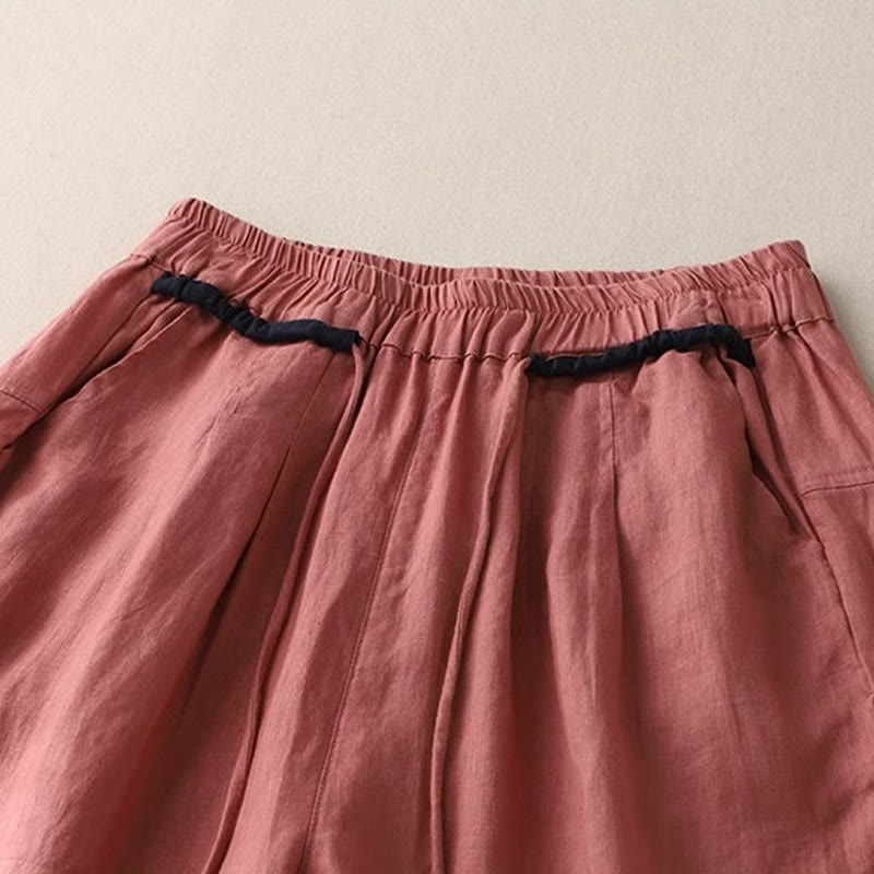 Pantaloni da donna Buddha Stones Commute con coulisse a contrasto di colore, lunghezza 7-8, con tasche - image 2