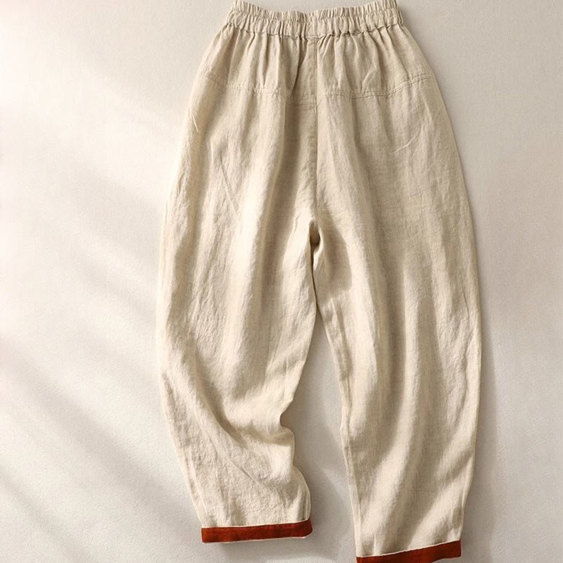 Pantaloni da donna Buddha Stones Commute con coulisse a contrasto di colore, lunghezza 7-8, con tasche - image 8