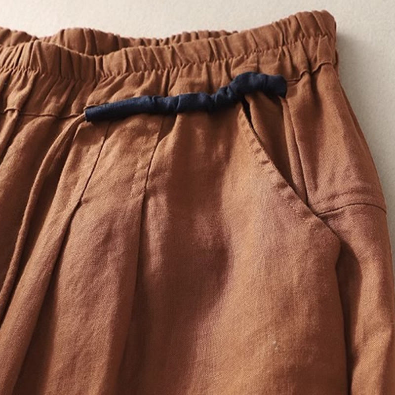 Pantaloni da donna Buddha Stones Commute con coulisse a contrasto di colore, lunghezza 7-8, con tasche - image 17