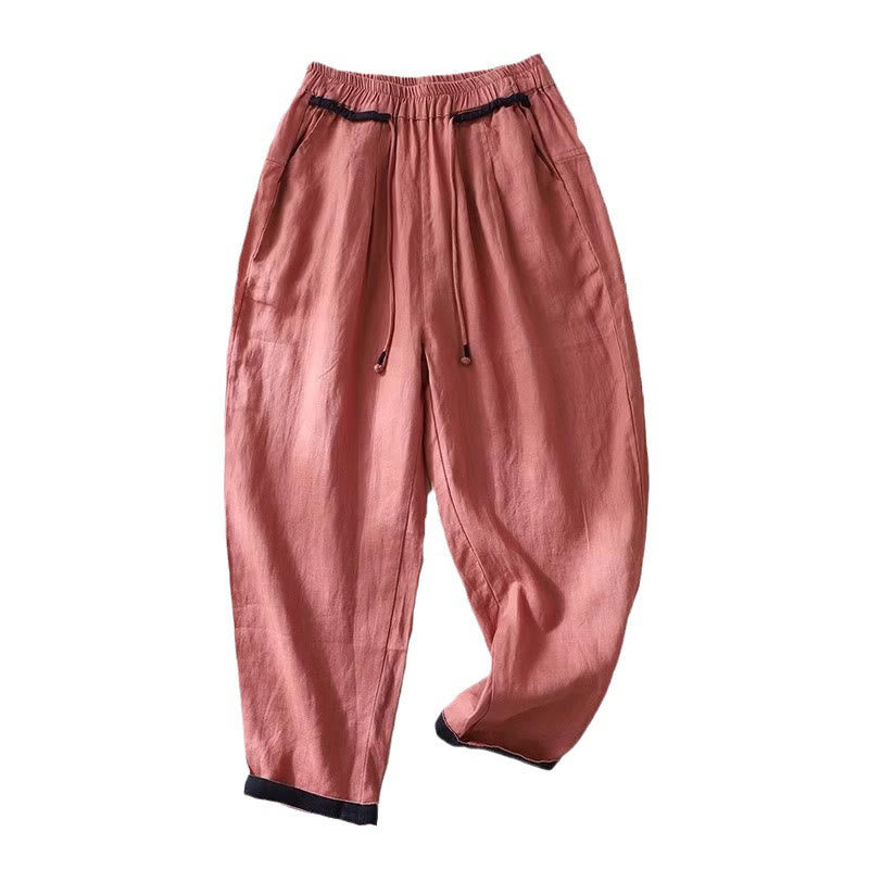 Pantaloni da donna Buddha Stones Commute con coulisse a contrasto di colore, lunghezza 7-8, con tasche - image 6