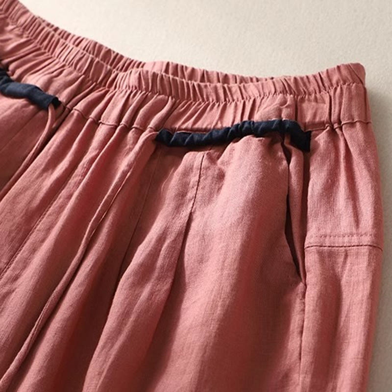 Pantaloni da donna Buddha Stones Commute con coulisse a contrasto di colore, lunghezza 7-8, con tasche - image 1