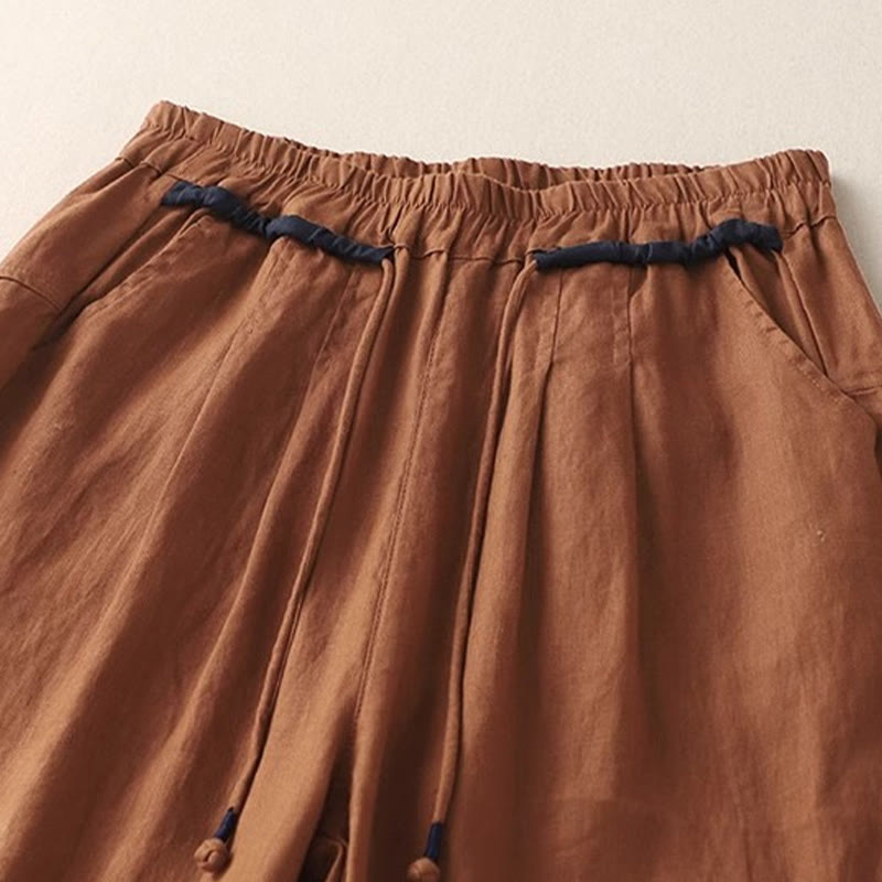 Pantaloni da donna Buddha Stones Commute con coulisse a contrasto di colore, lunghezza 7-8, con tasche - image 18