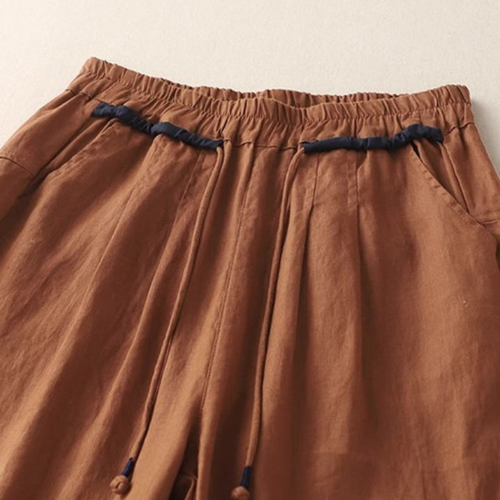 Pantaloni da donna Buddha Stones Commute con coulisse a contrasto di colore, lunghezza 7-8, con tasche - image 18