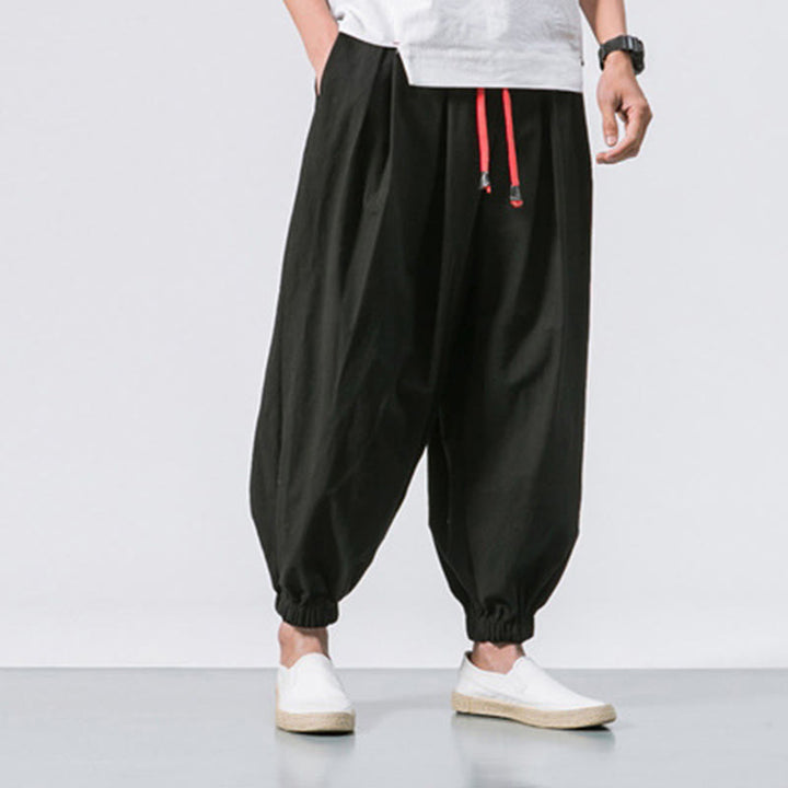 Pantaloni sportivi casual da uomo Buddha Stones in cotone tinta unita con coulisse e tasche - image 7