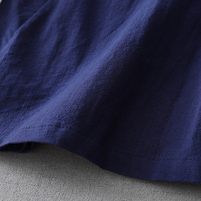 Camicia da donna in cotone e lino Zen con maniche a tre quarti, scollo a V, cuciture colorate casual, Buddha Stones
