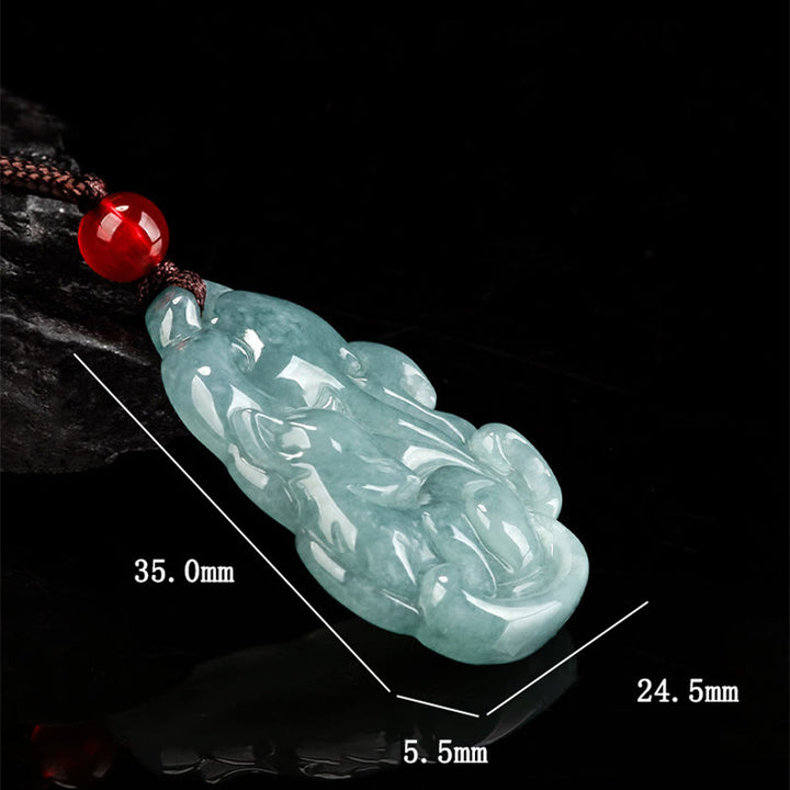 Collana con ciondolo a forma di fata della prosperità, volpe a nove code, in giada verde naturale, Buddha Stones