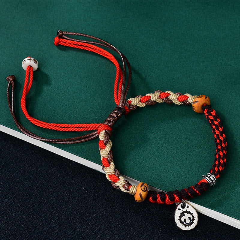 Braccialetto portafortuna in corda Garuda intrecciata a mano con Buddha Stones tibetane