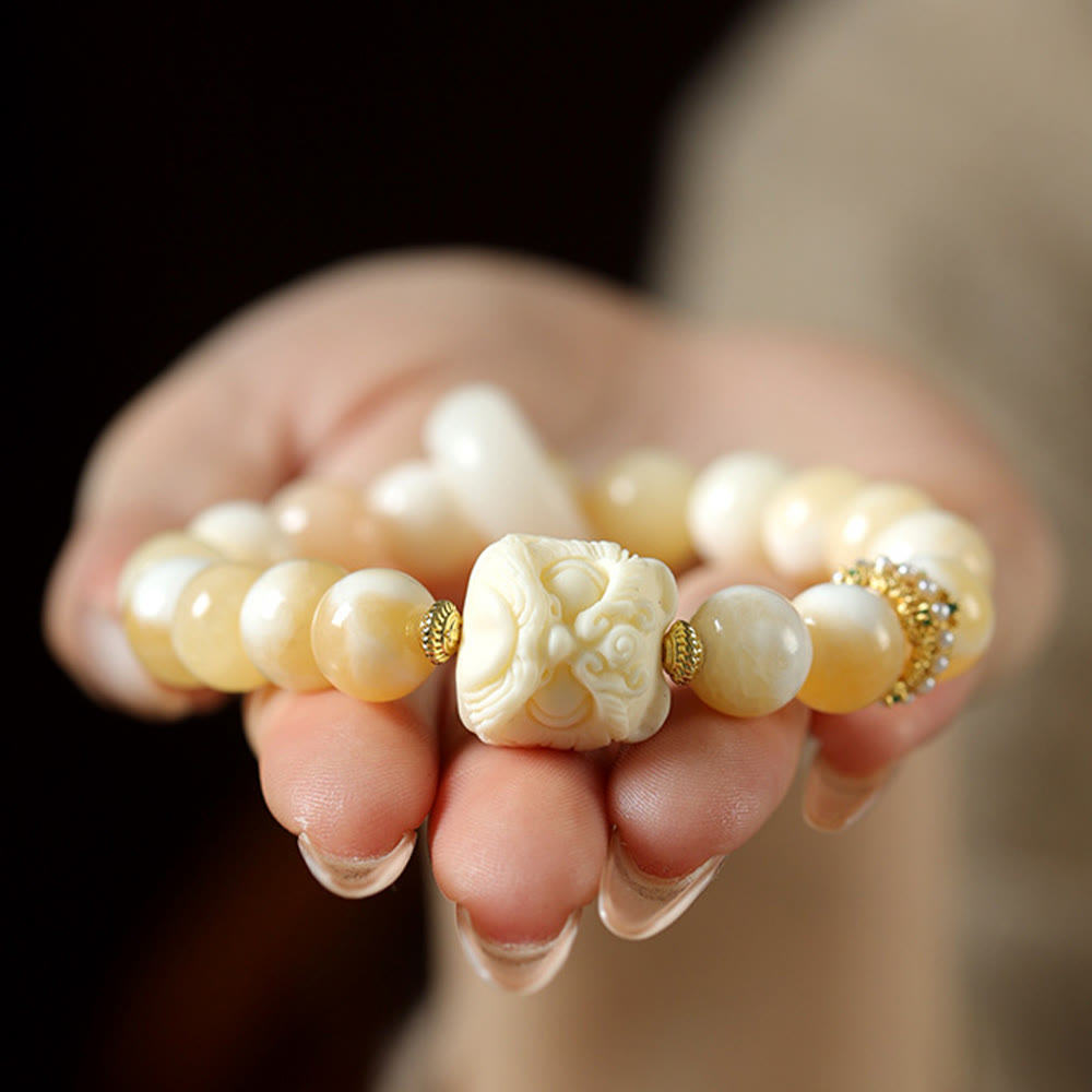 Bracciale Buddha Stones Ambra Grigio Agata Avorio Frutta Confidenza