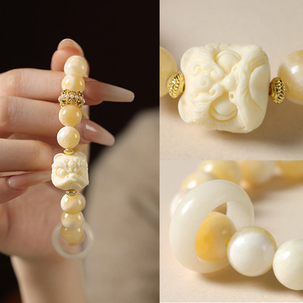 Bracciale Buddha Stones Ambra Grigio Agata Avorio Frutta Confidenza