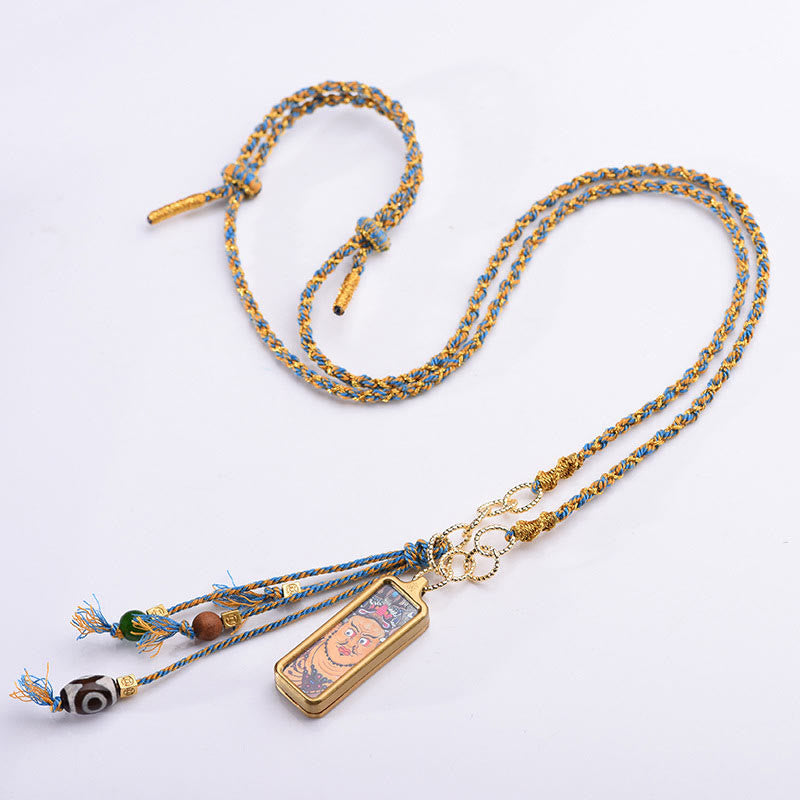 Collana con ciondolo "Thangka della ricchezza" in acciaio al titanio, simbolo del dio della ricchezza Buddha Stones in Tibet