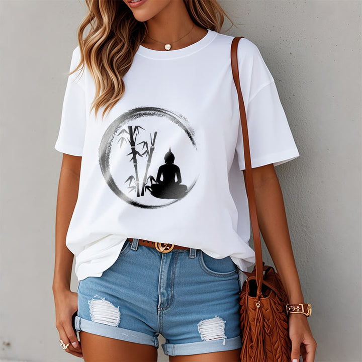 Buddha Stones statua di Buddha seduta in bambù e pietre di Buddha Zen - image 7