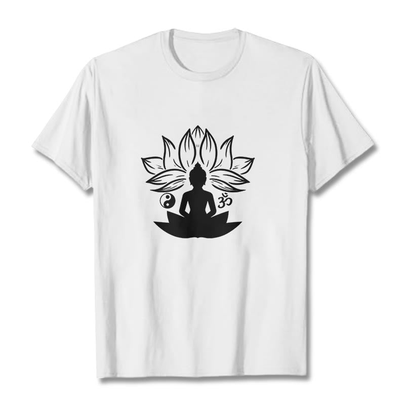 Buddha Stones con statua di Buddha seduta con loto e meditazione, pietre di Buddha Om Yin Yang - Bianco - 2XL - image 1