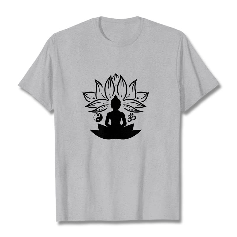 Buddha Stones con statua di Buddha seduta con loto e meditazione, pietre di Buddha Om Yin Yang - Grigio chiaro - 2XL - image 20