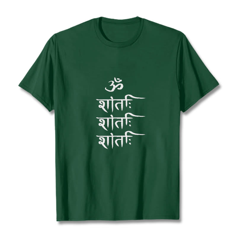 T-shirt con motivo sanscrito Buddha Stones OM MANTRA - Verde foresta - 2XL - image 1