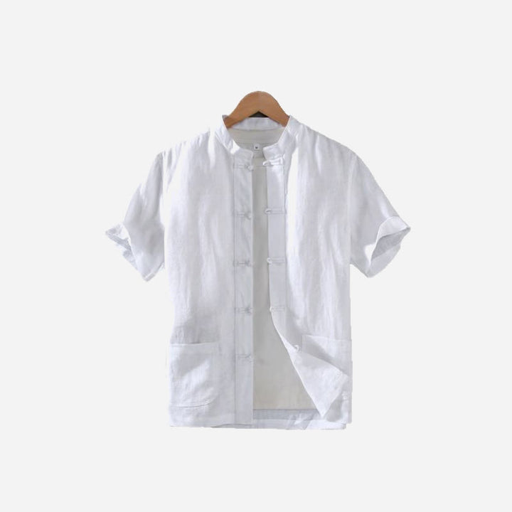 Camicia da uomo in lino e cotone con bottoni a forma di rana, stile vintage, stile cinese, con tasche, stile Buddha Stones - image 11