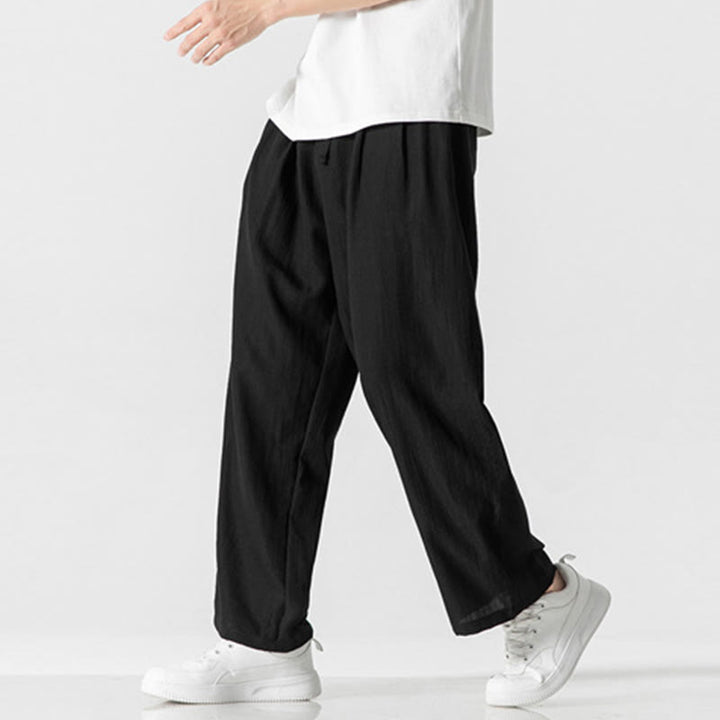 Pantaloni da uomo in cotone e lino con coulisse, con tasche, modello Buddha Stones, casual, estivi, semplici, a gamba dritta - image 17