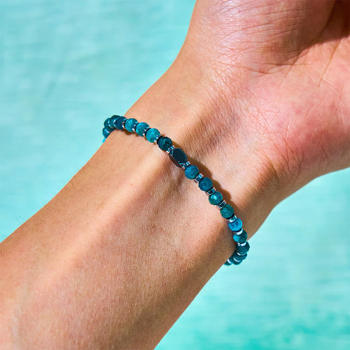 Bracciale di comunicazione in apatite ematite Buddha Stones