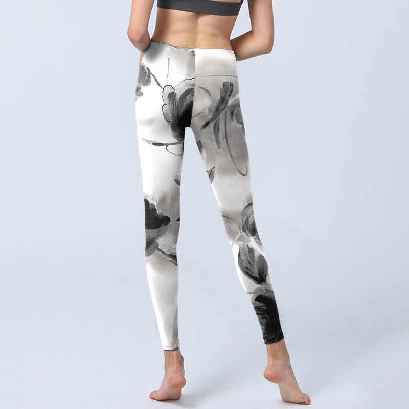 Leggings da palestra con stampa di rose acquerello Buddha Stones, pantaloni da yoga da donna - image 7