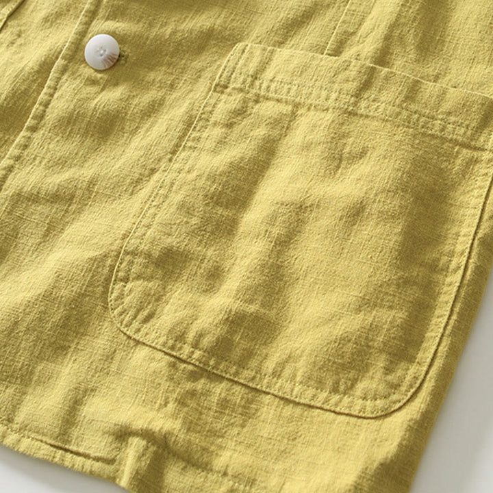 Buddha Stones Camicia da uomo in cotone e lino con tasche, a maniche lunghe, con patta con bottoni - image 24