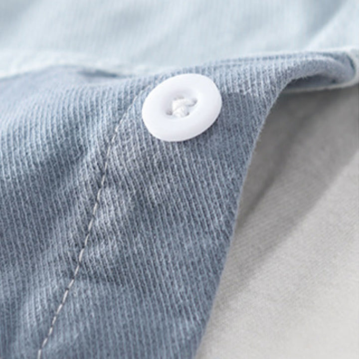 Camicia da uomo in cotone e lino con tasche, maniche lunghe, bottoni, risvolto a contrasto, cuciture primaverili Buddha Stones - image 5