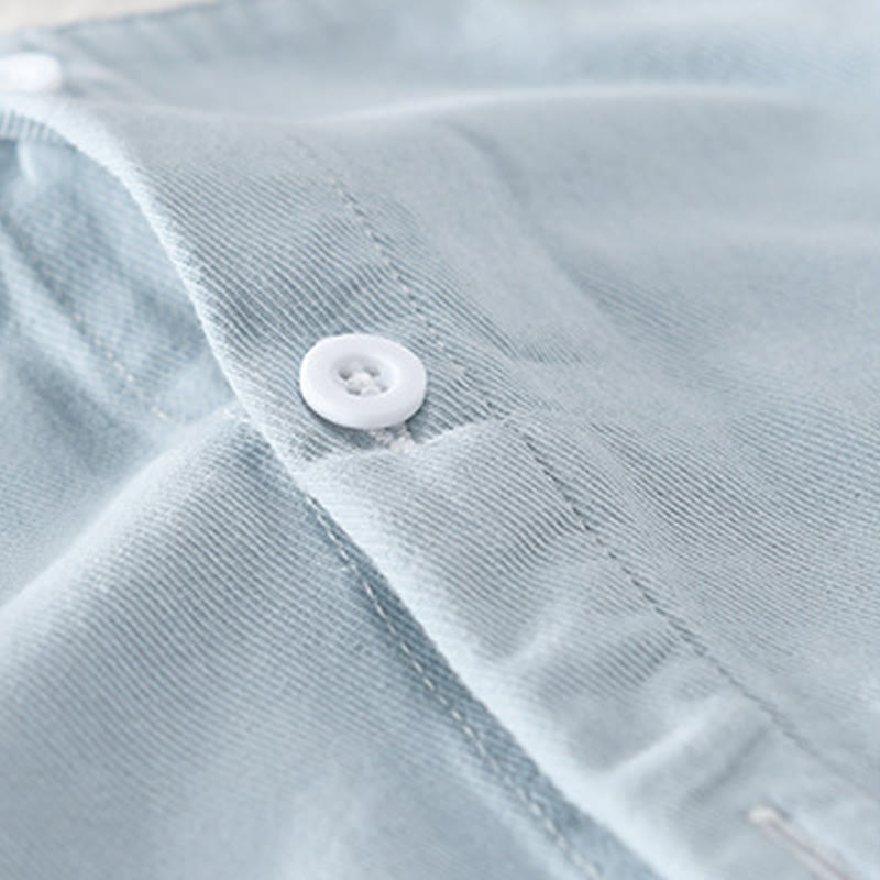 Camicia da uomo in cotone e lino con tasche, maniche lunghe, bottoni, risvolto a contrasto, cuciture primaverili Buddha Stones - image 4