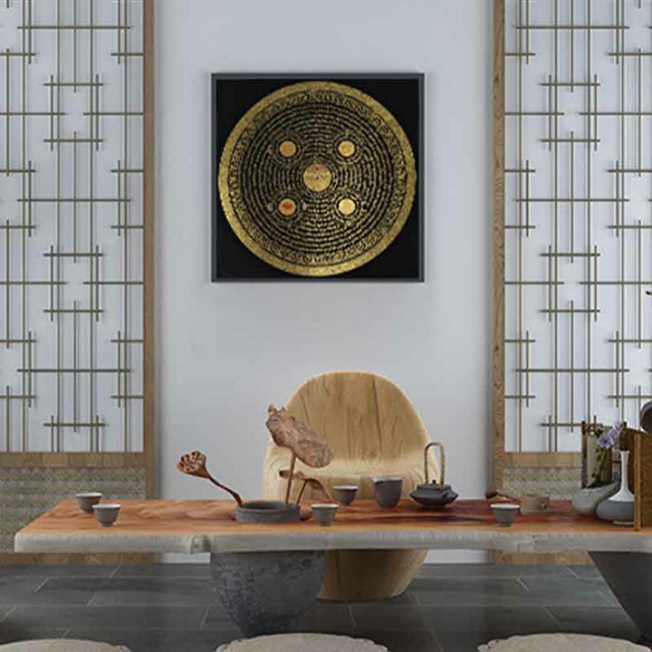 Buddha Stones , pittura tibetana Thangka, Om Mani Padme Hum, scrittura, decorazione fatta a mano (stile casuale)