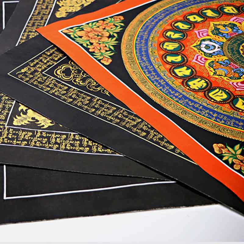 Buddha Stones , pittura tibetana Thangka, Om Mani Padme Hum, scrittura, decorazione fatta a mano (stile casuale)