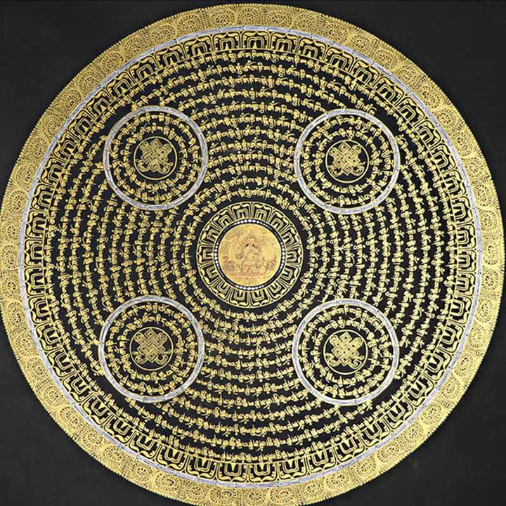 Buddha Stones , pittura tibetana Thangka, Om Mani Padme Hum, scrittura, decorazione fatta a mano (stile casuale)